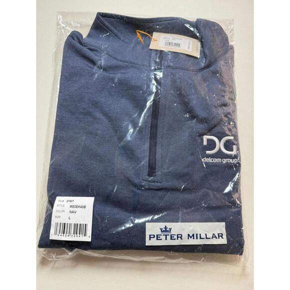 NWT* Peter Millar Quarter Zip Men’s Large Blue Perth Melange Performance Golf - Picture 1 of 4
